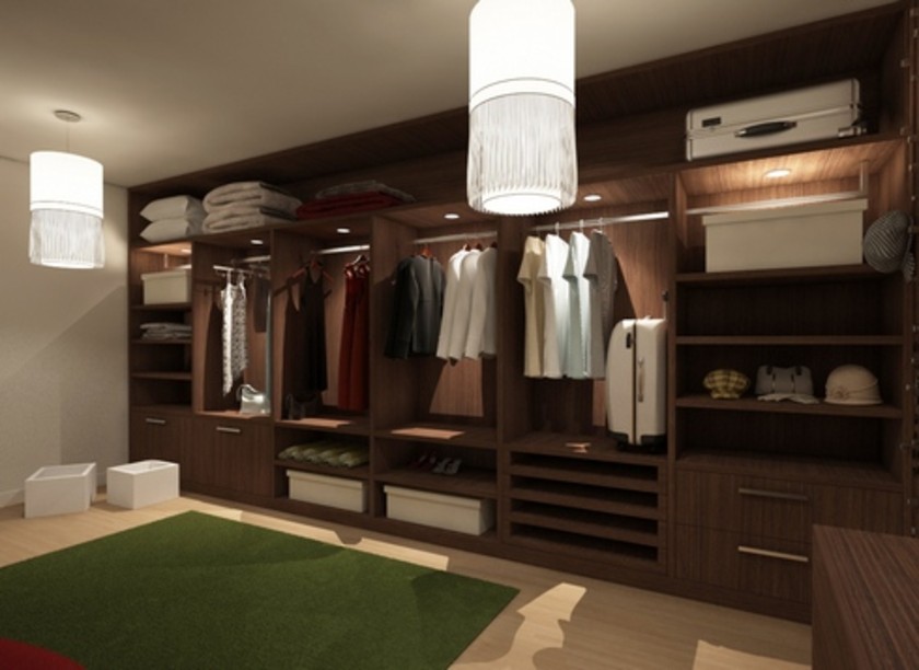 Классическая гардеробная комната из массива с подсветкой Тольятти