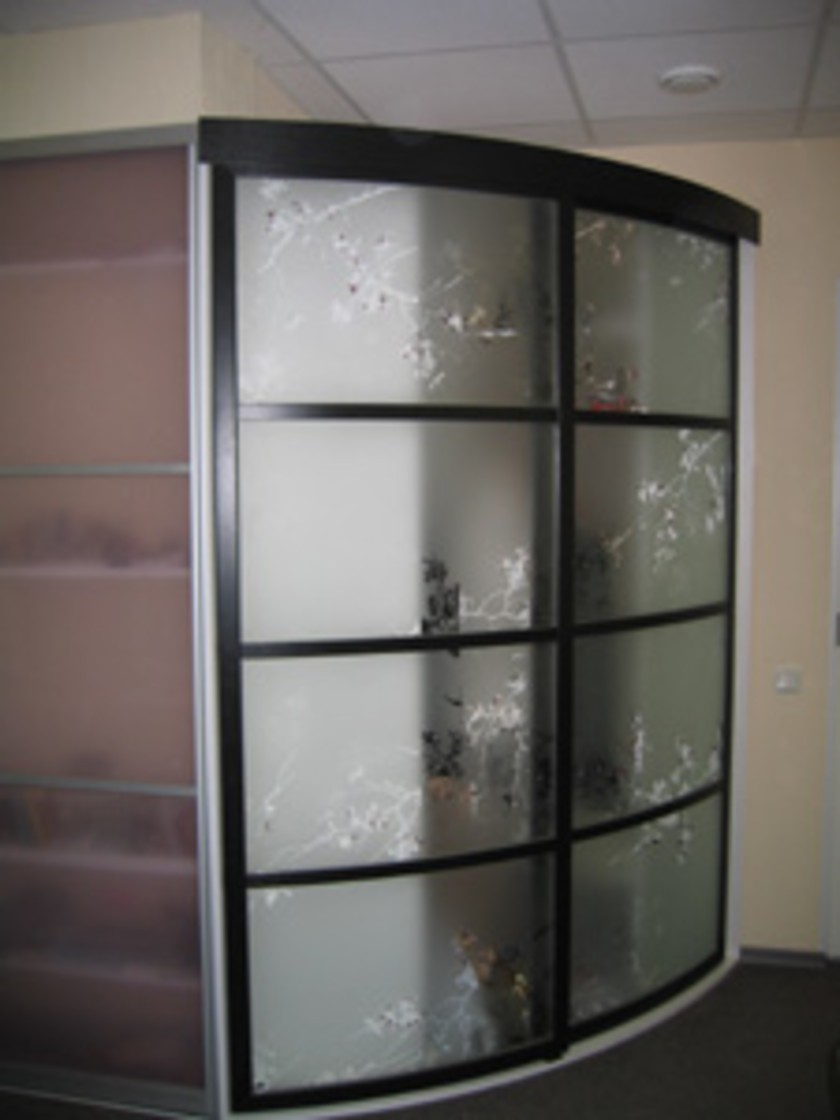 Шкаф купе радиусный с рисунком на стекле Тольятти